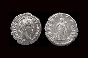 Antoninus Pius, Ar Denarius, Fortuna reverse Antoninus Pius, Ar Denarius, Fortuna reverse